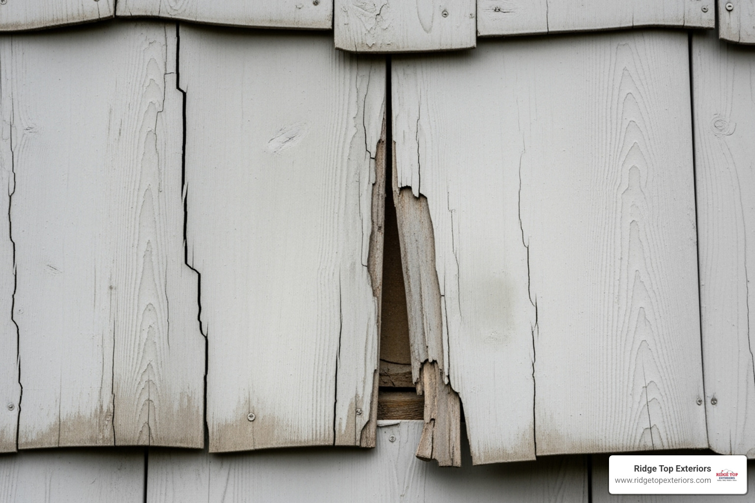 siding with visible cracks and warping - siding installation near me
