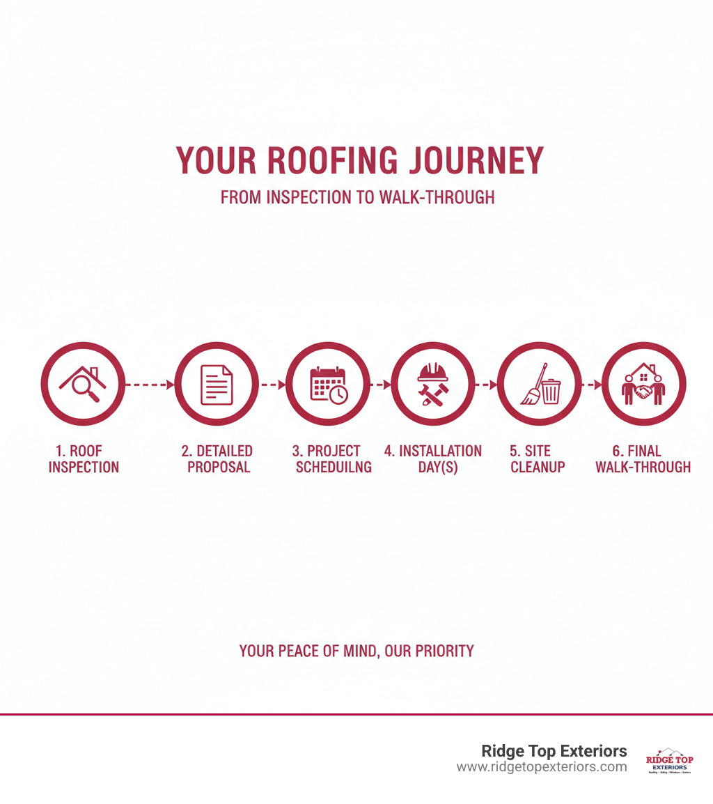Infographic illustrating the roofing process from inspection to final walk-through - best roofing contractor wisconsin infographic Infographic illustrating the roofing process from inspection to final walk-through - best roofing contractor wisconsin infographic