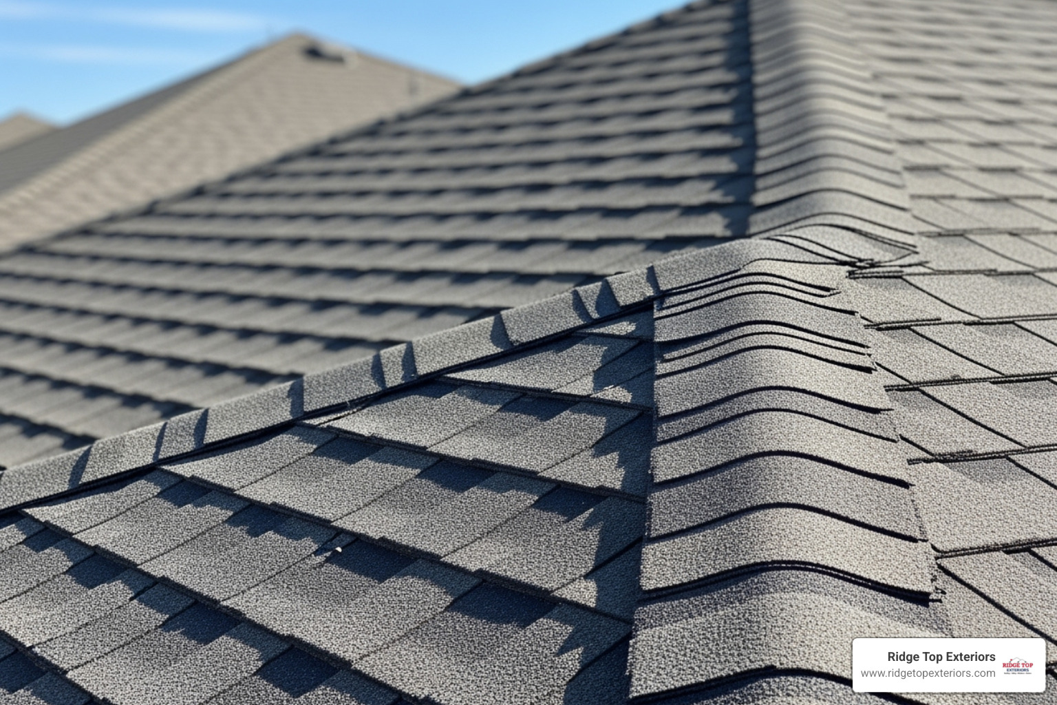 curled shingle edges viewed from the ground - damaged shingles repair