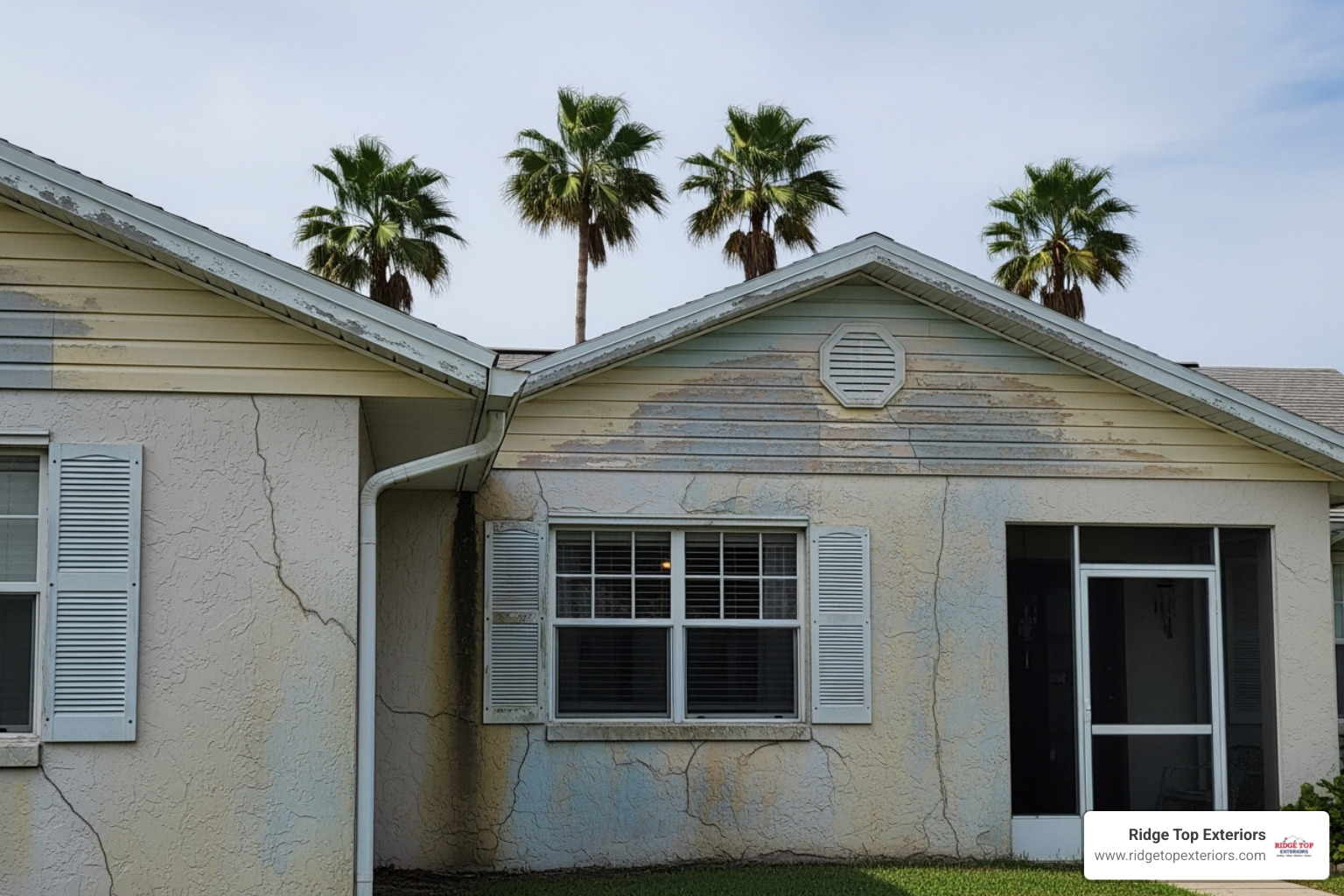 faded and cracked siding on a Florida home - Clearwater siding contractors faded and cracked siding on a Florida home - Clearwater siding contractors