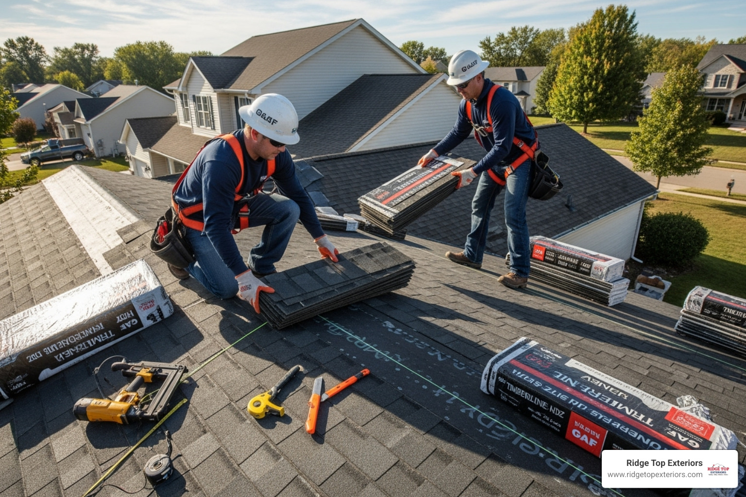 brand new GAF roof installation in progress - roof repair wisconsin rapids wi