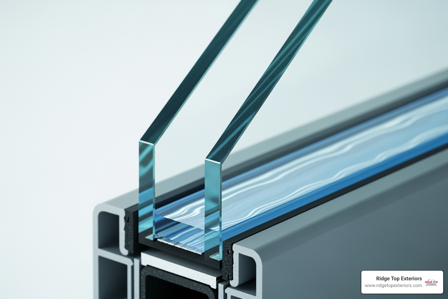 cross-section of a multi-pane window with Low-E coating and gas fill - single hung window cost