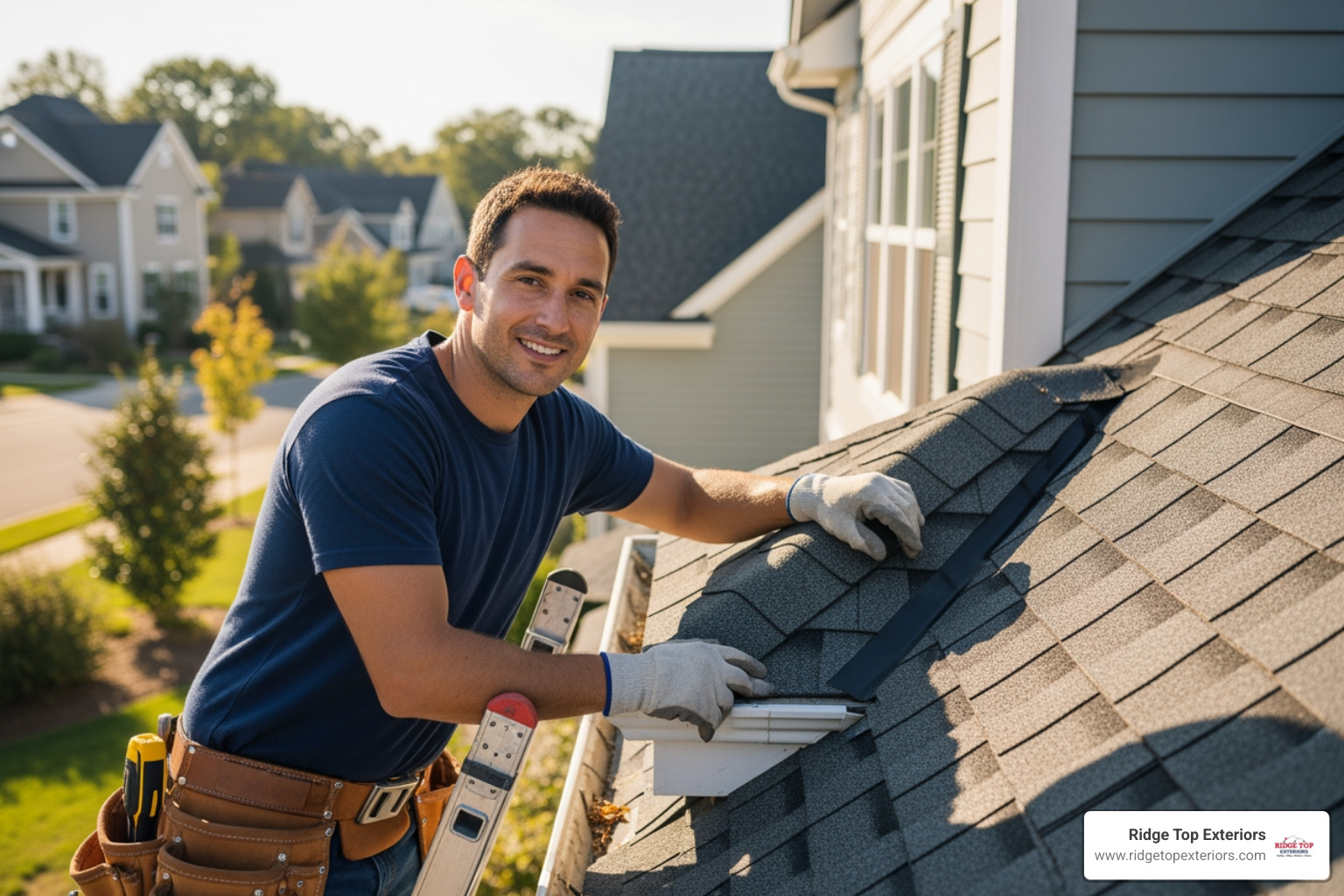 A roofing professional inspecting a roof - roofing repair madison wi