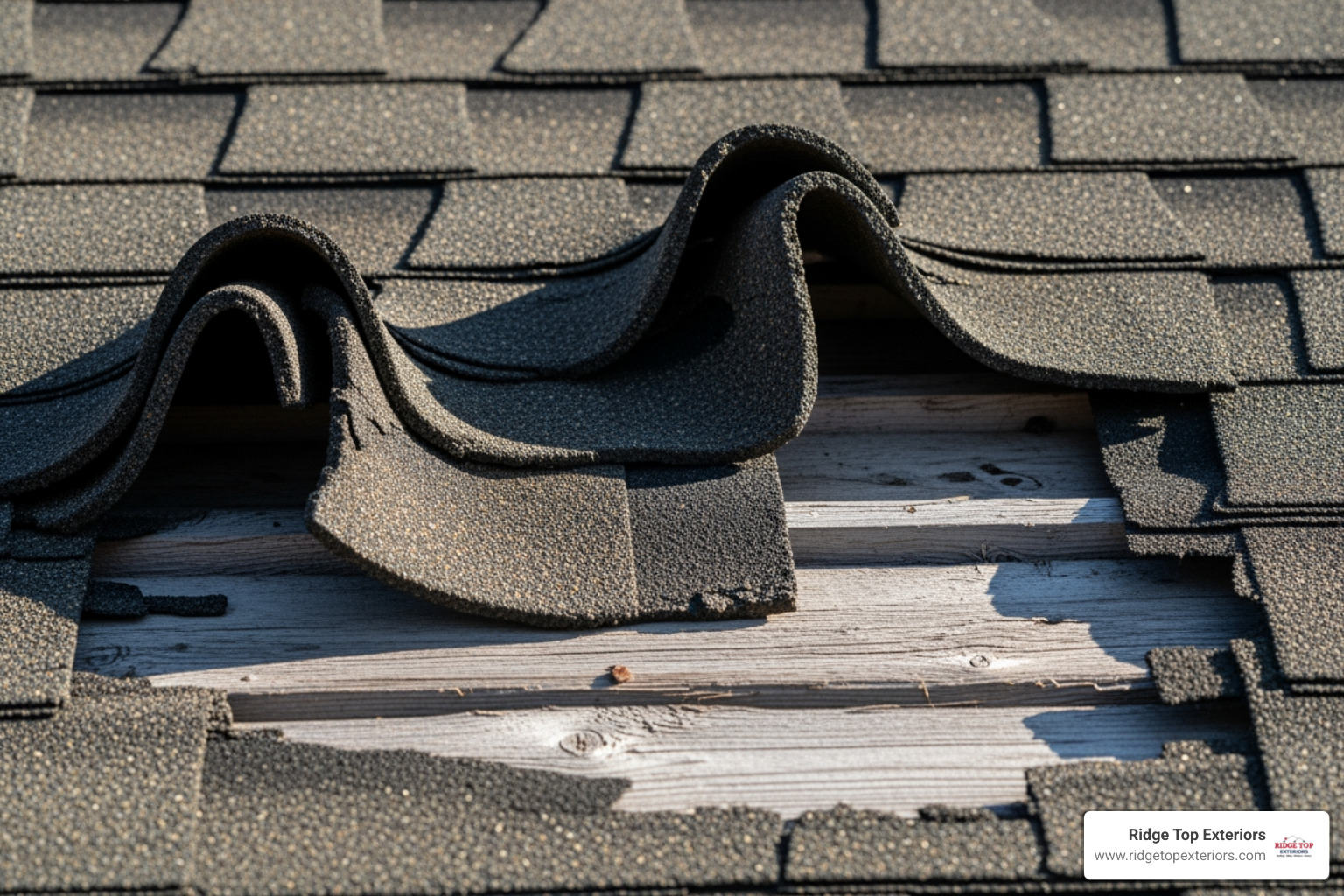 damaged shingles on a roof - roofing repair madison wi