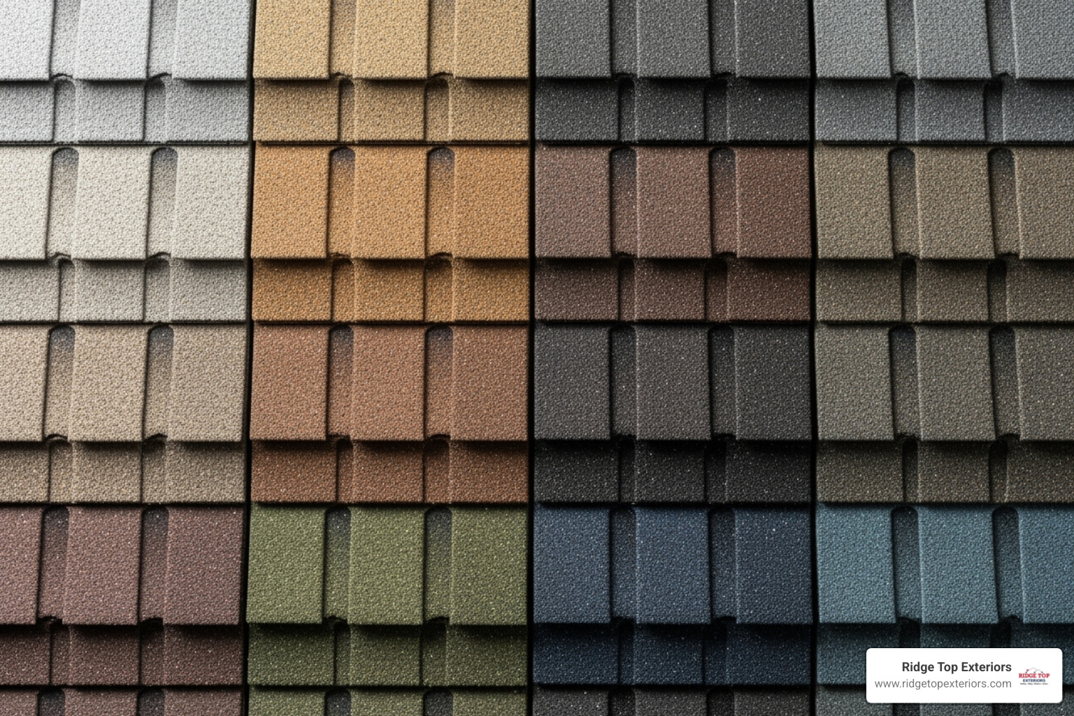 Different architectural shingle colors - new roof costs 2025