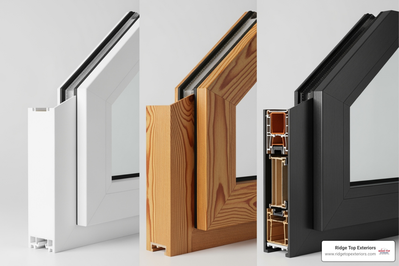 table comparing the features, benefits, and relative costs of Vinyl, Wood, and Fiberglass window frames - Window installation near me table comparing the features, benefits, and relative costs of Vinyl, Wood, and Fiberglass window frames - Window installation near me