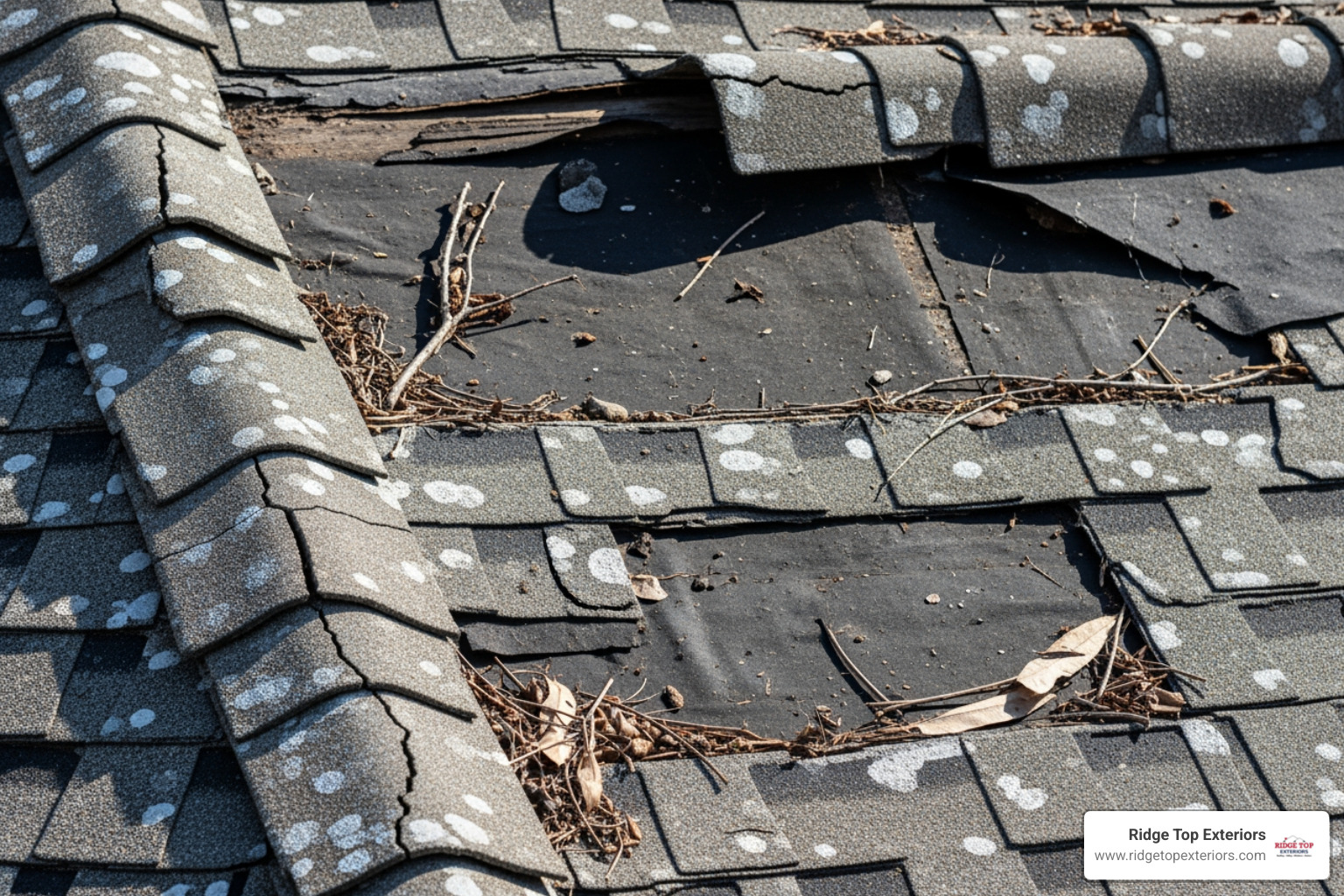 curling or missing asphalt shingles - roof inspection clearwater